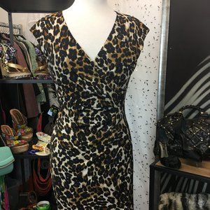 Even-picone black label v neck animal print dress